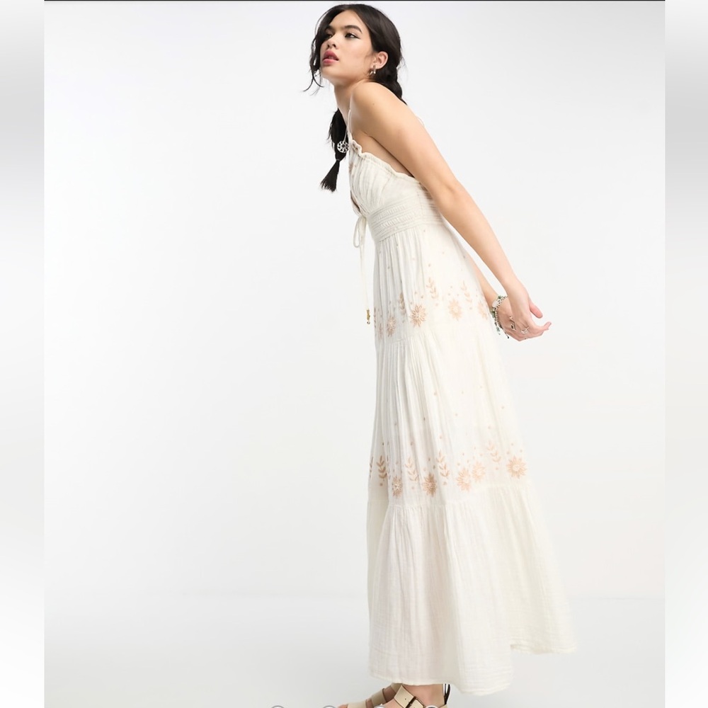 Free People Real Love Embroidered Bohemian Maxi Dress Size M Summer Resort Boho - Picture 4 of 16